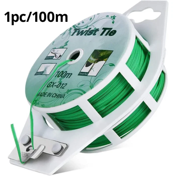 kf-S01affe0cabad449fbcf01edbcd4ba4213 1 Roll 100M Multifunctional Plastic Steel Twist Tie Sturdy Reusable Garden Flower Plant Support Strap Tie - Image 6