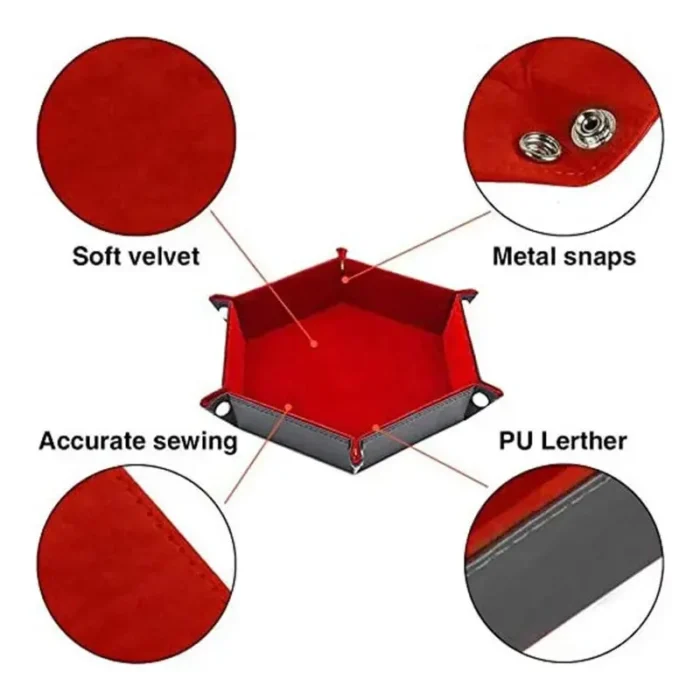 kf-S02857edf2e974dbf83646c1bfd5e25a2J 1pc Hexagonal Dice Tray and Miscellaneous Storage Box Board Game Dice Tray Accessories Leather Dice Tower - Image 5