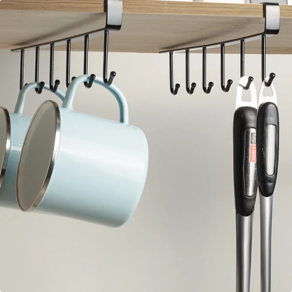 kf-S02dea6f60147481fa495ab47d2f656c5q 1Pc Black Kitchen Hanger Hook With No Marks Or Nails For Storing Pots Shovels Hanging Pieces Kitchen Utensils Storage Racks Hook - Image 1