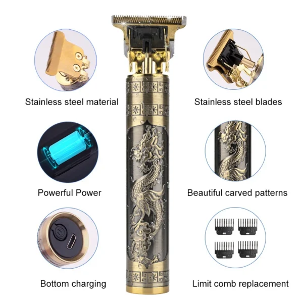 Electric Hair Clipper Professional USB Cordless Clipper Professional Beard Trimmer Haircut Grooming Kit Hair Cutting Machine - Image 3