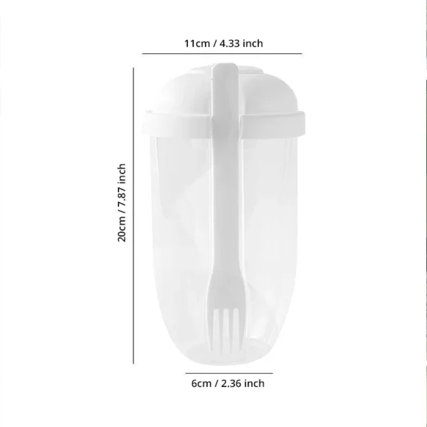 1pc White/Green Portable Bottle Salad Container Bottle-Shaped Bento Salad Bowl For Lunch Salad Box With Fork Salad Bowl - Image 6