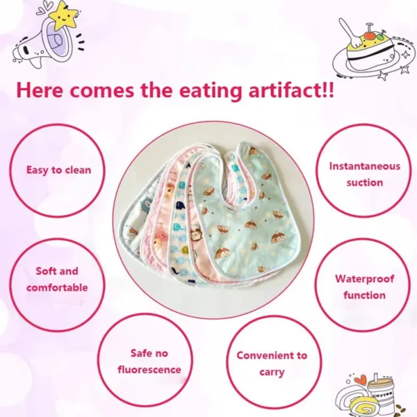 Baby Cartoon Snap Waterproof Bib Super Soft Baby Bib Newborn Crystal Velvet Saliva Towel - Image 4