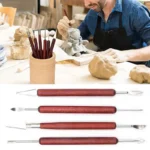 6PCS Sculpting Pottery Clay Tools Wood Handle Pottery Set Wax Carving Sculpt Smoothing Shaper Pottery Clay Ceramic Tool - Image 4