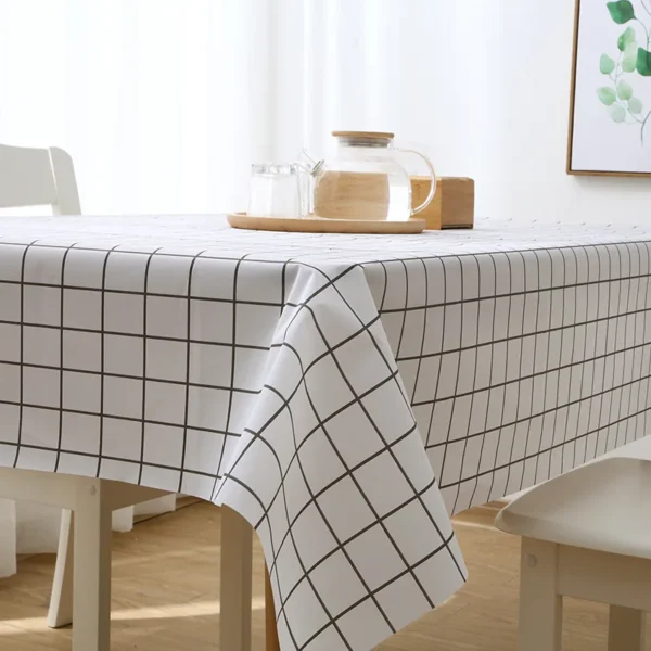 1pc 137X90CM Black And White PEVA Waterproof Oilproof Tablecloth Table Cloth Plaid Pattern Table Cover For Party Outdoor Picnic - Image 4