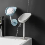 1pc Upgraded Soap Box With Drainage Double Grid Soap Rack, Wall Mounted Toilet With Cover Soap Rack, Non Perforated Soap Box - Image 3