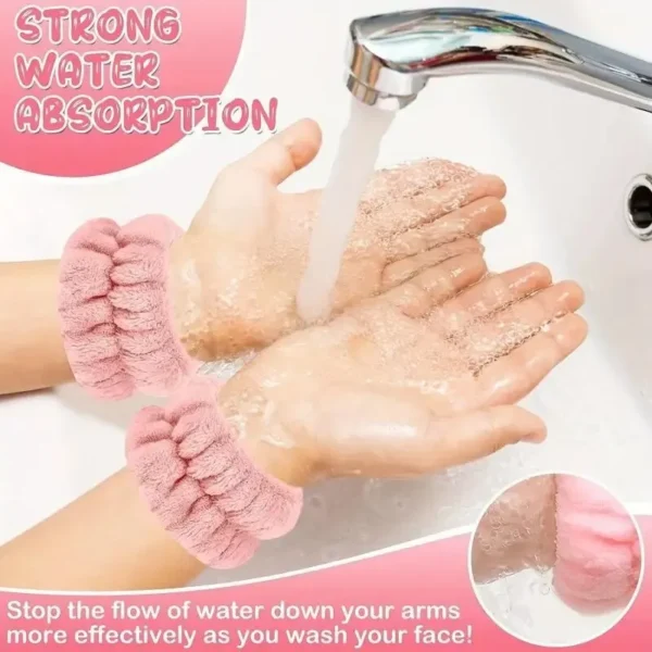 3pcs Microfiber Headbands and Wristbands Set Bath, Makeup and Fitness Soft and Absorbent Hairbands and Wrist Towels - Image 3