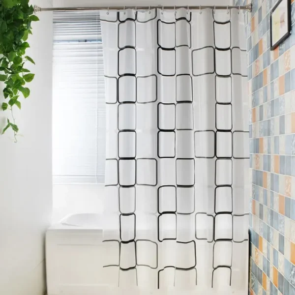 1pc With Pattern Shower Curtain PEVA Waterproof Shower Curtain Bathroom Partition Curtain Bathroom Decoration Accessories - Image 1