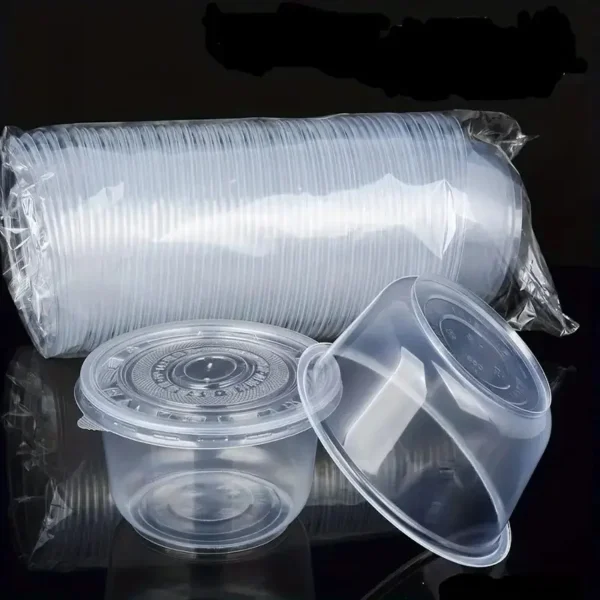 50pcs 5.5oz Disposable Plastic Cups with Lids Perfect for Ice Cream Drinks Soups Snacks Desserts & More! - Image 2