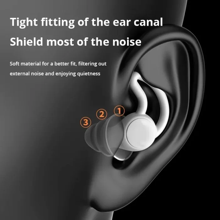 kf-S0a1202d27cee4ca59febcd4caa0aa34fz Soundproof Earplugs Three Layer White Silicone Earplugs Waterproof Swimming Earplugs Sleep Noise Reduction - Image 5