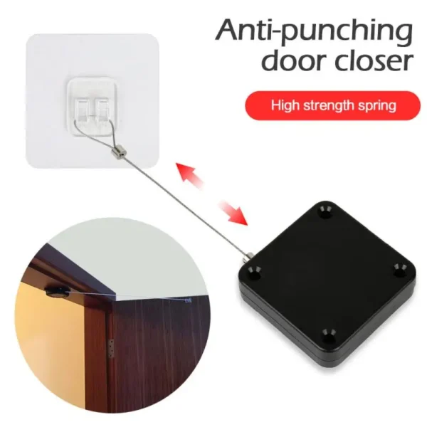 1pc Black Punch Free Automatic Sensor Door Closer Automatic Shutdown Device Non Punching Telescopic Sliding Door Device - Image 3