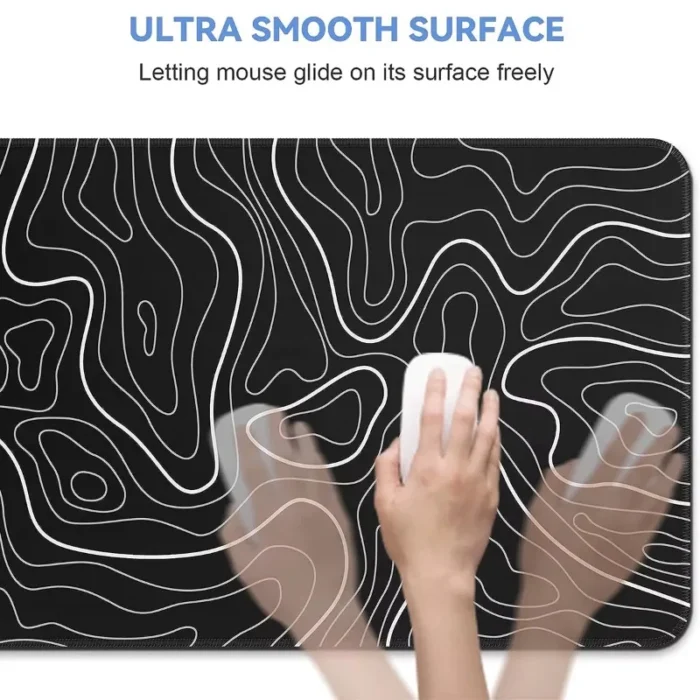 kf-S0b7cda11e60b40a5a983f82a2b7400cas Large Extended Gaming Mouse Pad with Non-Slip Rubber Base,Topographic Design,for Full Desk Keyboard and Mouse Support - Image 4