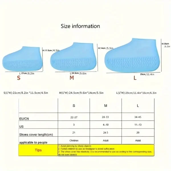 1 Pair Rubber Rain Boot Overshoes For Outdoor Use, Silicone Waterproof Shoe Covers, Rainy Day Shoe Cover, Reusable Non-Slip Rain - Image 2