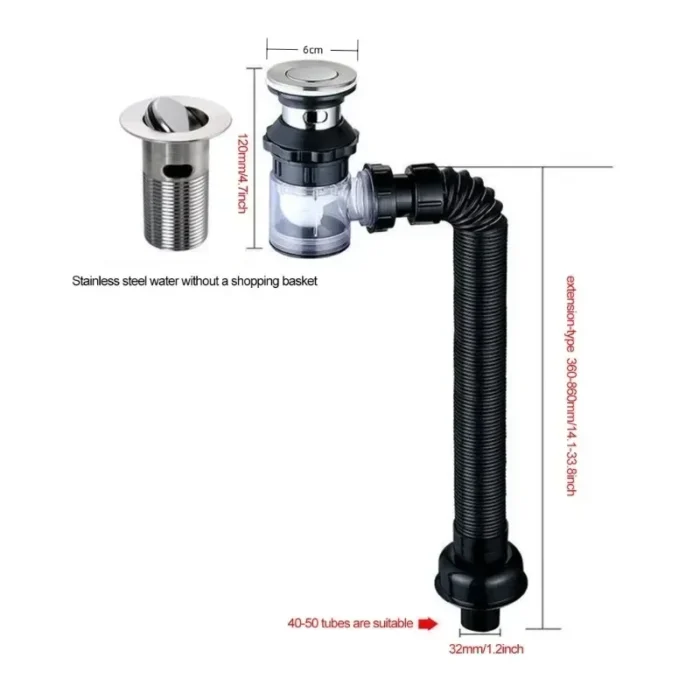 kf-S0ca14fcb1d2e411ca3eff0ea961a31cft Flip-Top Kitchen Sink Drain Retractable Deodorizing Filter Flexible Downspout Bathroom Sink Anti Clogging Kitchen Accessories - Image 6