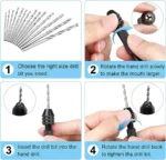 Mini Tool Set with Black Hand Twist Drill 10Pcs Fried Dough Twists Drill for Woodworking Drilling Rotary Wood Holes Tools - Image 5