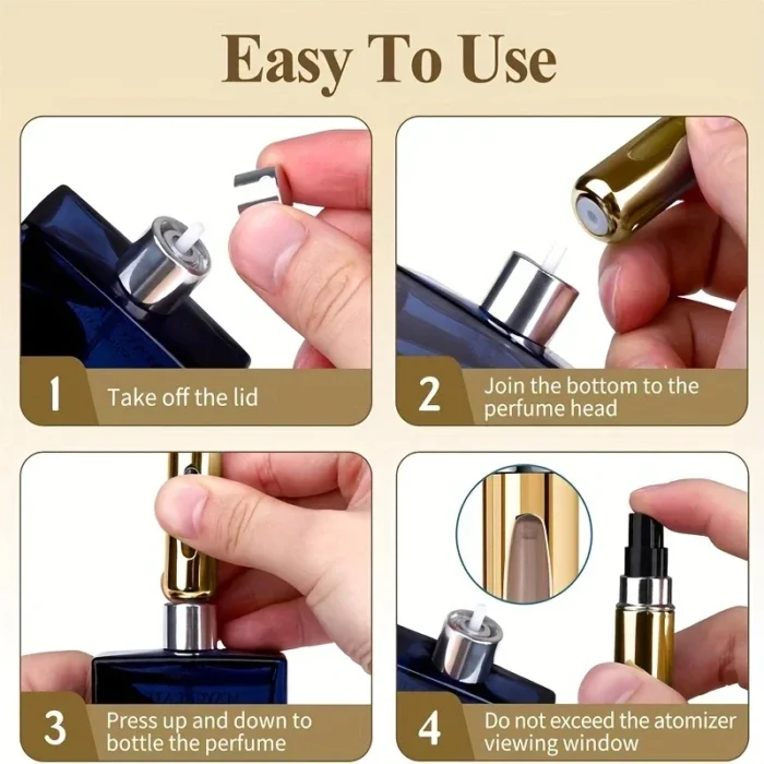 kf-S0e029381cdcc4c3b9b04890f5d208074C 6 Portable Spray Bottles Travel Size 5ml Self-Priming Bottom Fill Perfume Bottle Set - Image 3