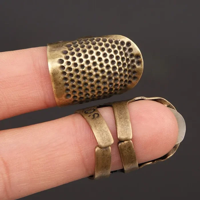 kf-S0ef61911f2344c0e8dd609c6e1032ceae 1pc Copper Thimble Sewing Retro Finger Protector Anti Slip Ring For Protect Fingers During Sewing Sewing Supplies Sewing Kit - Image 2