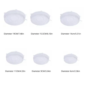 6Pcs/Set Transparent Silicone Kitchen Utensils Fresh-keeping Stretch Universal Bowl Cover Refrigerator Microwave Oven Sealed