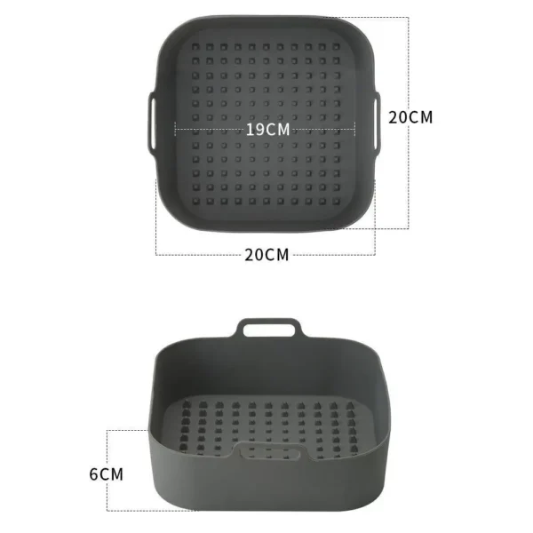Silicone Air Fryer Baking Pan Square Reusable High Temperature Resistant Silicone Liner Insulation Mat Oven Baking - Image 6