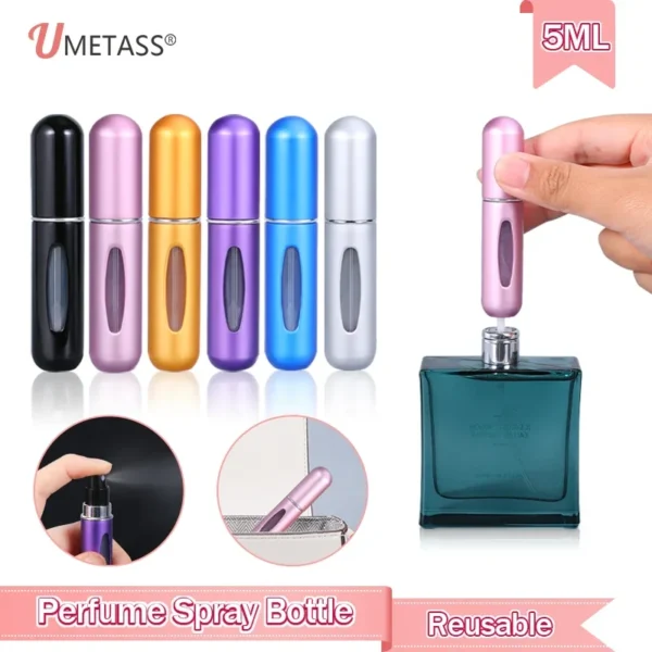5pcs 5ml Mini Refillable Perfume Atomizer Aluminum Perfume Bottle Portable Perfume Spray Bottle Travel Parfume Mini Bottle - Image 3