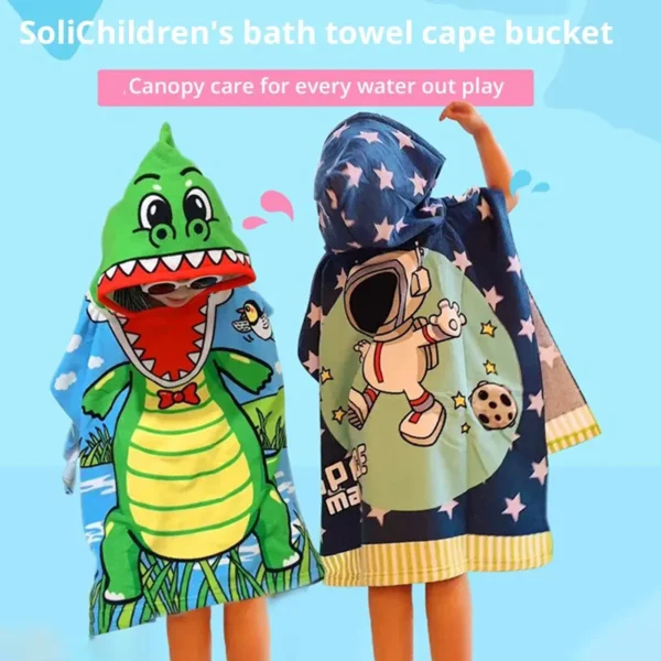 kf-S107268bf03614596acefea9bd1b89e23a Newborn Wrap Blanket Cartoon Child Kid Hooded Cloak Infant Bathrob Baby Bath Towel Robe Cotton Boy Girl Beach Robe Astronaut Cap - Image 1