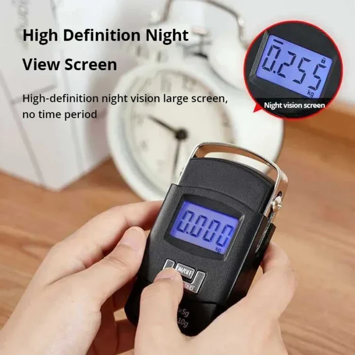 kf-S1157613496574a6f8c14de1b85b5b96ag 1pc Black 50kg Portable Electronic Portable Luggage Scale LCD Digital Display Screen Express Delivery Scale Hook Mini Scale - Image 2