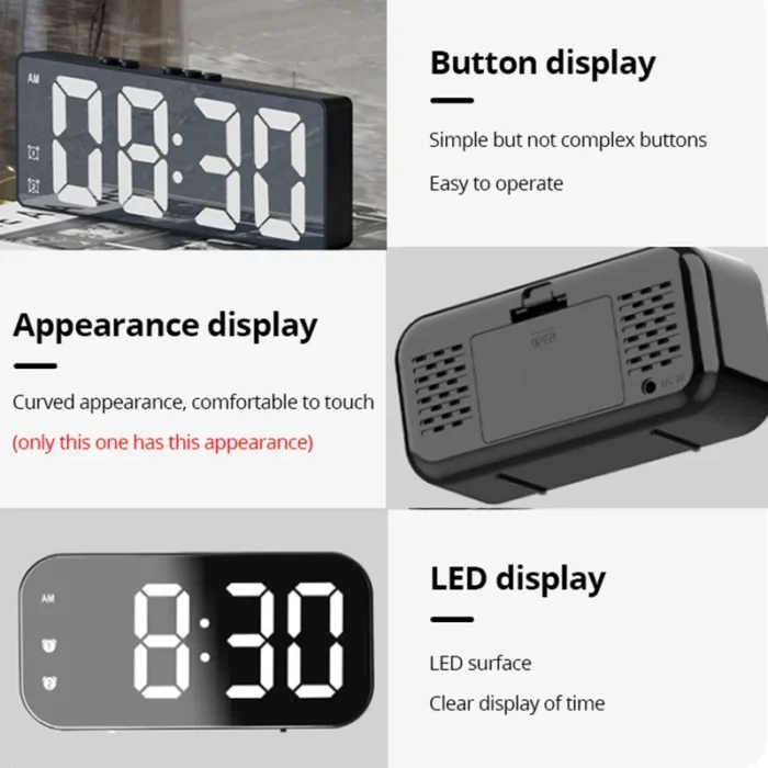 kf-S1257508d5aad4ccd89b4c4788872c029T LED Mirror Table Clock Digital Alarm Snooze Display Time Desktop Electronic Table Clocks Desktop Clock - Image 5