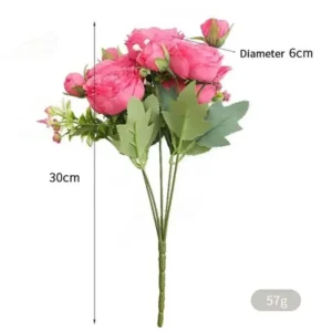 30cm Rose Pink Silk Bouquet Peony Artificial Flower 5 Big Head 4 Small Bud Bride Wedding Home Decoration Artificial Flower