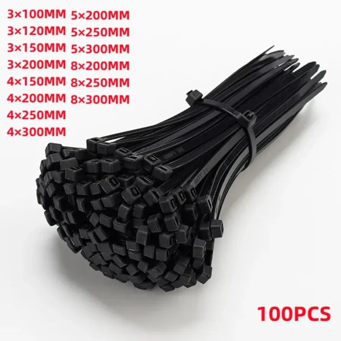 kf-S1459f134c92b4d90ac85c78b7a40b90fr Self-locking plastic nylon tie 100 PCS black 5x300cable tie fastening ring4x200 cable tie zip wraps strap nylon cable tie set - Image 1