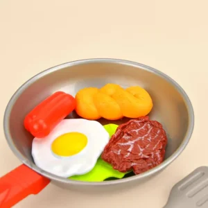 8pcs/set Simulation Kitchenware Play Set Pot Steak Vegetable Bread Hot Dog Omelette Children Toy Kitchen Food Toys