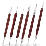 6PCS Sculpting Pottery Clay Tools Wood Handle Pottery Set Wax Carving Sculpt Smoothing Shaper Pottery Clay Ceramic Tool - Image 6