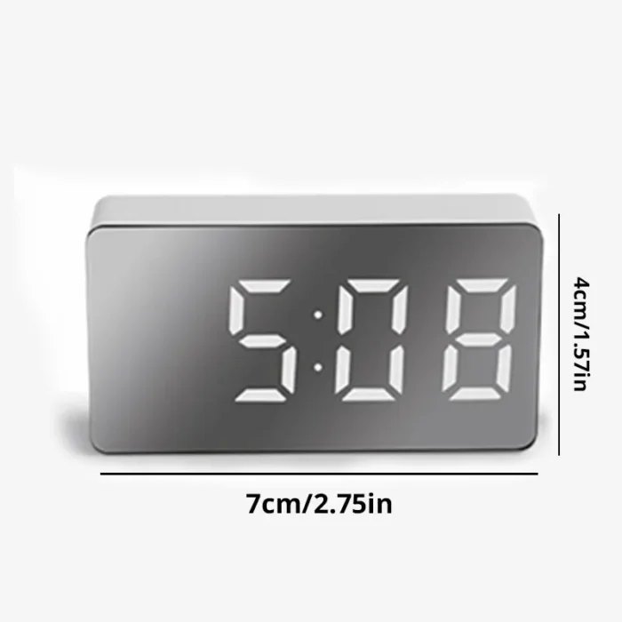 kf-S1558835f652f4f18a4204e64ac19d95fH 1Pc White LED Mirror Table Clock Snooze Display Time Night Light Desktop USB Alarm Clock Home Decor - Image 6