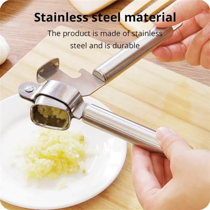 kf-S164396117f31421881bf92a0f306f2ccG 1pc Stainless Steel Garlic Press Household Garlic Garlic Press Manual Garlic Press Creative Kitchen Tools - Image 5