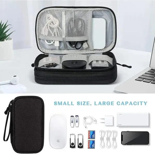 1Pc NEW Travel Organizer Bag Cable Storage Organizers Pouch Carry Case Portable Waterproof Double Layers Storage Bags Cable Cord - Image 5