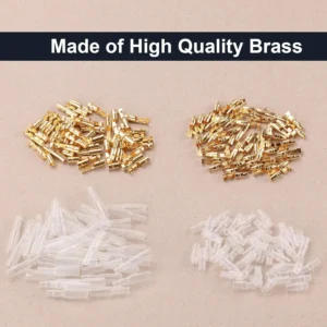 200PCS 3.9mm Bullet Connectors Kit Brass Bullet Male & Female Wire Terminals Connector with Insulation Cover for Motorcycle Moto