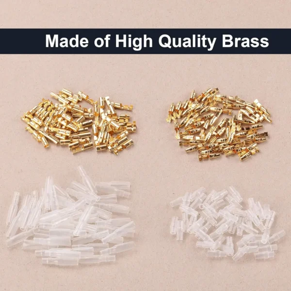 200PCS 3.9mm Bullet Connectors Kit Brass Bullet Male & Female Wire Terminals Connector with Insulation Cover for Motorcycle Moto - Image 3
