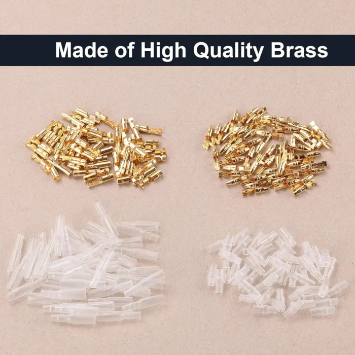kf-S17758242b07543898f28461b0f7acd86L 200PCS 3.9mm Bullet Connectors Kit Brass Bullet Male & Female Wire Terminals Connector with Insulation Cover for Motorcycle Moto - Image 3