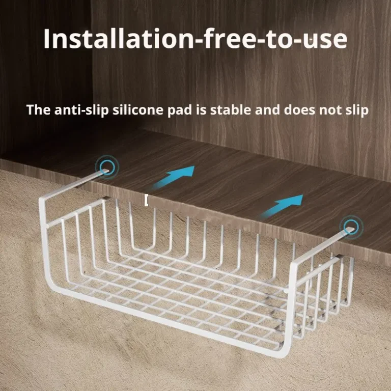 1pc White/Black Hanging Net Basket Iron Material Large Capacity Hanging Under Cabinet Wall Wardrobe Storage Basket Kitchen Tools - Image 2