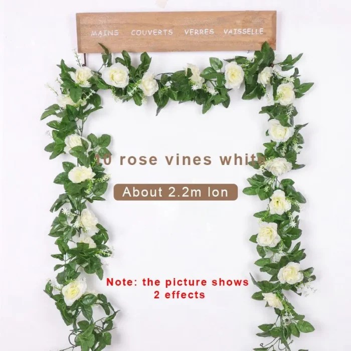 kf-S184905c98be4461fbcd7d3b0ab29af06E 1Pcs 2.2M Artificial White Flower Fake Hanging Fake Vine Plants Leaves Artificials Garland Flowers Wedding Decoration - Image 5
