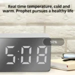 1Pc White LED Mirror Table Clock Snooze Display Time Night Light Desktop USB Alarm Clock Home Decor - Image 4