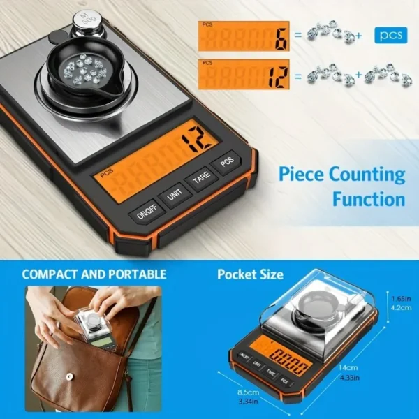1pc 0.001g Professional Jewelry Scale 50g Electronic Display Precision Mini Pocket Digital Milligram Scales - Image 3