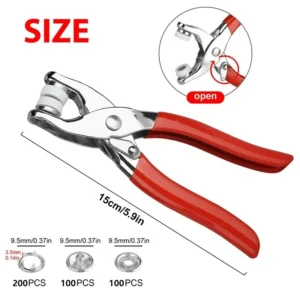 400pcs Prong Rings 9.5mm Buckle Buttons Metal Colour Pliers Snap Button Claw DIY Set Hand Pressure Plier Rivet Buckle Sew Tool