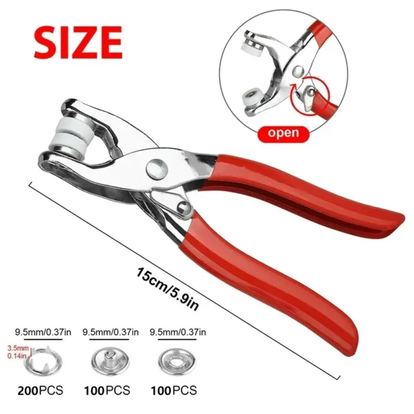 400pcs Prong Rings 9.5mm Buckle Buttons Metal Colour Pliers Snap Button Claw DIY Set Hand Pressure Plier Rivet Buckle Sew Tool - Image 6