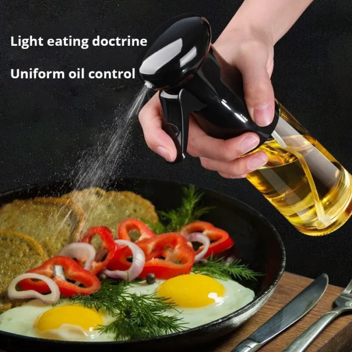 kf-S1b6b5a9a388d48c5804b12b6e69ed2b1l 1pc Black Kitchen Oil Bottle Cooking Oil Spray 200ml Pneumatic Spray Bottle Fitness Barbecue Spray Oil Dispenser - Image 1