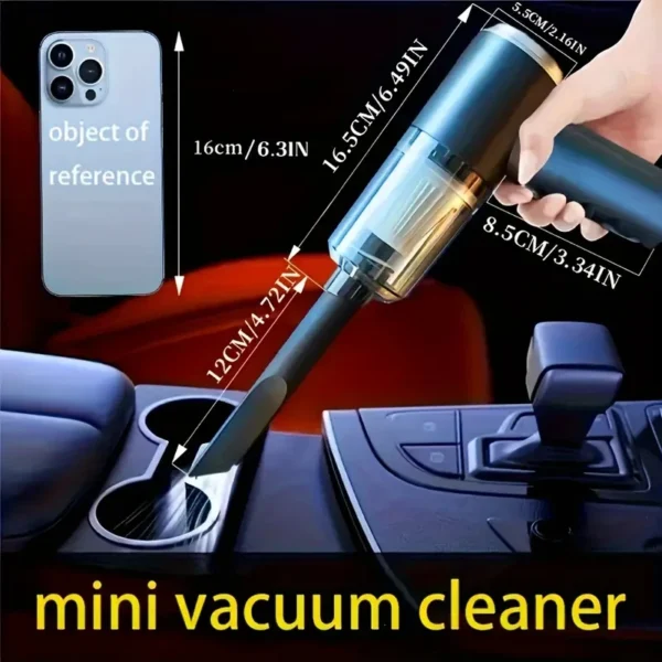 PCMOS 1PC Wireless Vacuum Cleaner Dual Use for Home and Car 120W High Power Powerful Vacuum Cleaner Black - Image 4