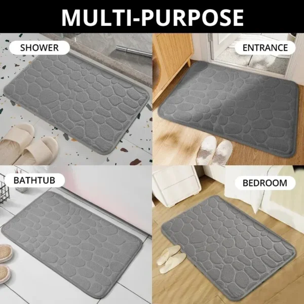 1pc embossed fiber carpet, bathroom living room anti slip mat, pebble floor mat, household items - Image 2