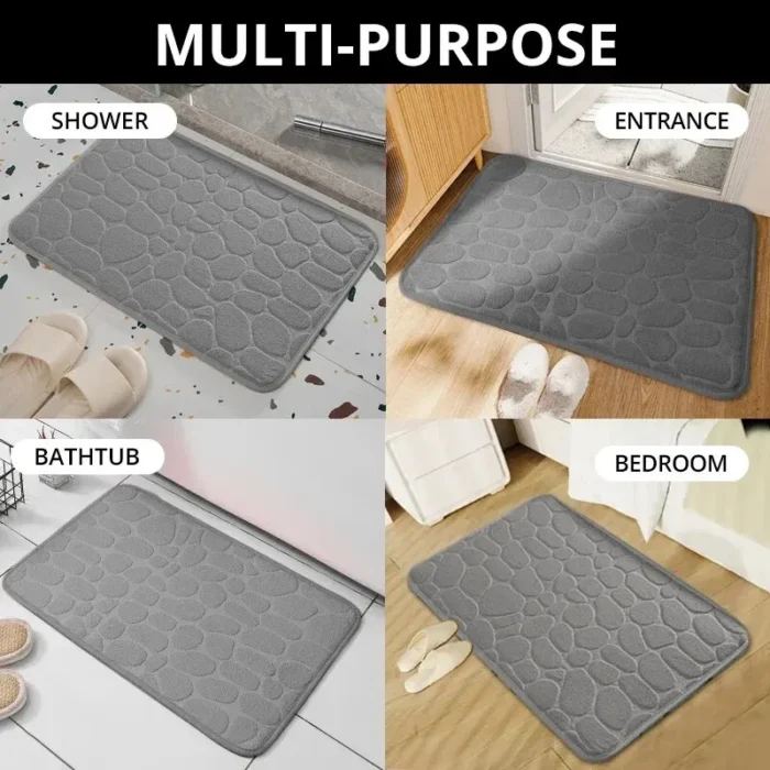 kf-S1fc711a93b6d40f783b419855dabd355p 1pc embossed fiber carpet, bathroom living room anti slip mat, pebble floor mat, household items - Image 2