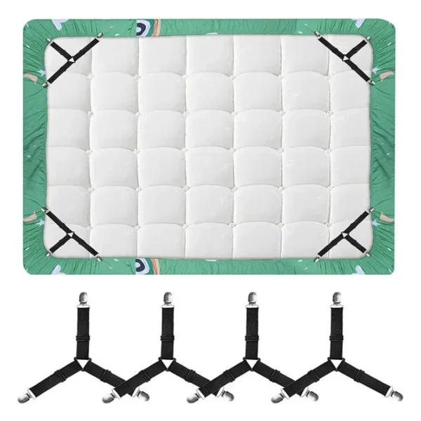 Triangle Bed Sheet Holders Fitted Sheet Clips Adjustable Sheet Suspenders Mattress Gripper Clips for Bed Mattress Cover - Image 3
