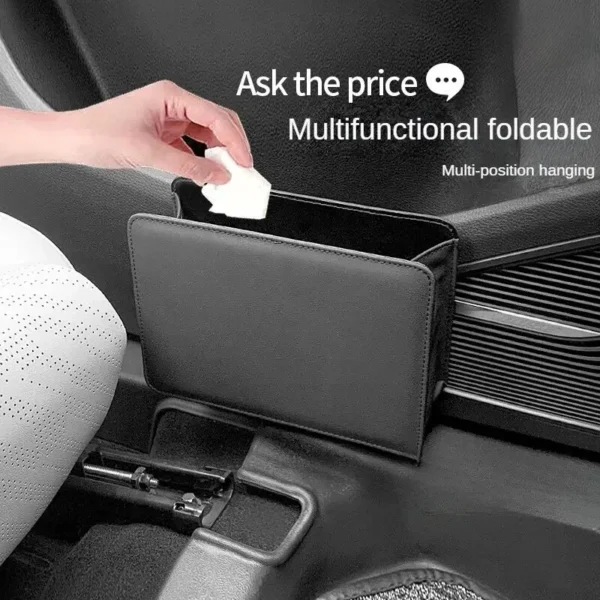 Car Trash Can Car Door Storage Box Foldable Seat Back Hanging Storage Bag Storage Box Car Interior Products - Image 1