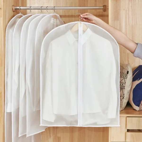 3pcs/4pcs Clothes Dustproof Bag Household Transparent Waterproof Coat Suit Cover Washable Hanging Pocket Clothing Organizer - Image 4