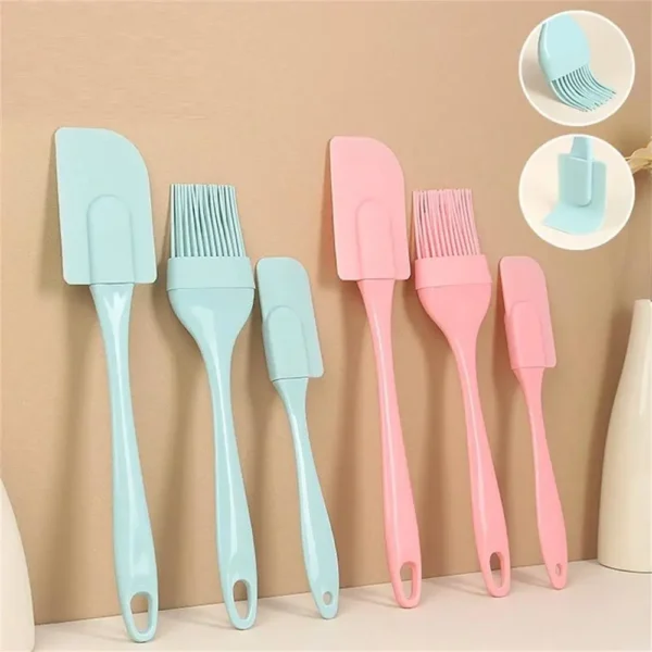 3Pcs Non-Stick Silicone Cream Scraper Bread Cake Butter Spatula Mixer Oil Brush With PP Handle Cake Spatula Kitchen Baking Tool - Image 2